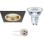 LED Spot Set 3W - Dimbare Vierkante Inbouwspot Mat Zwart/Gou, Huis en Inrichting, Ophalen of Verzenden, Nieuw