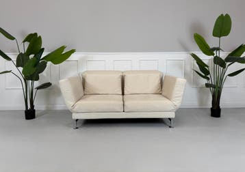Brühl Moule Sofa beige relaxfunctie stof, Tweepersoons, Ophalen of Verzenden, Zo goed als nieuw, Rechte bank