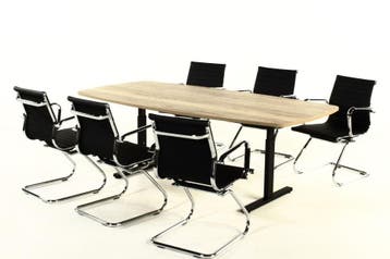 Vergadertafel eiken 220 TUBE met 6 Assemblee sledestoelen, Ophalen of Verzenden, Nieuw in verpakking