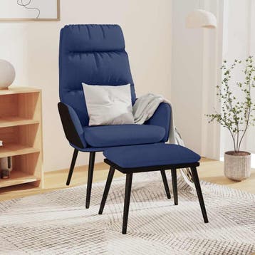 vidaXL Relaxstoel met voetenbank stof en kunstleer blauw, Huis en Inrichting, Verzenden, Nieuw