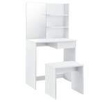 Kaptafel met krukje en spiegel 141x75x39,7 cm wit, Verzenden, Nieuw