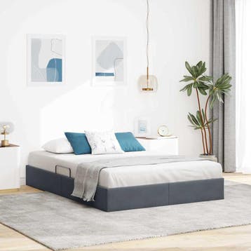 vidaXL Opslag bed Donkergrijs 137 x 190 cm fluweel, Verzenden, Nieuw, Grijs, Stof