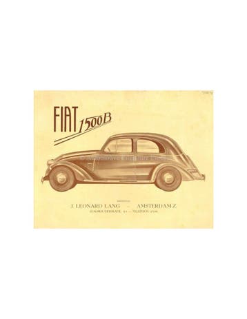 1935 FIAT 1500 B BROCHURE NEDERLANDS, Nieuw, Author