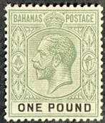 Britse Gemenebest 1912 - Bahamas ONE £ POUND George V. Mi., Gestempeld