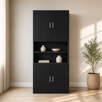 vidaXL Wandkast Zwart eiken 80 x 42,5 x 64 cm Bewerkt hout, Huis en Inrichting, Kasten | Buffetkasten, Minder dan 50 cm, Verzenden