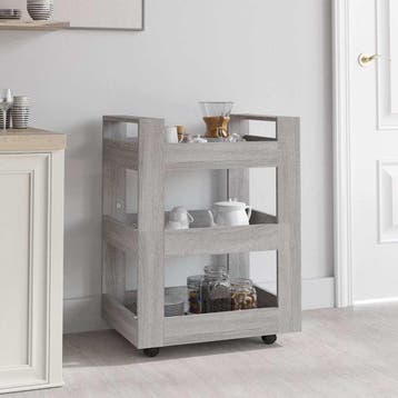 vidaXL Keukentrolley 60x45x80cm bewerkt hout grijs sonoma, Verzenden, Nieuw