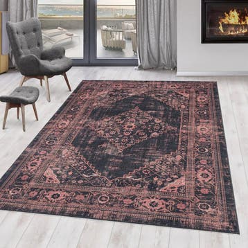 Wasbaar Vloerkleed | Fiesta | Medaillon | Rood | 140x200 cm, Verzenden, Nieuw