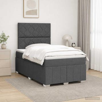 vidaXL Boxspringbed met matras Donkergrijs 120 x 190 cm Stof, Verzenden, Nieuw, Twijfelaar