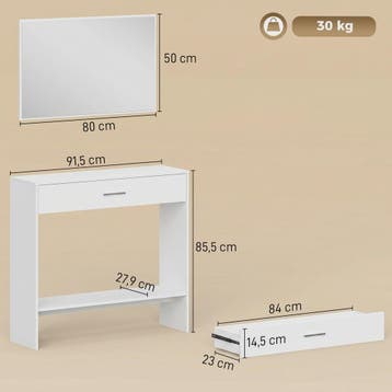 Homcom Halmeubel met Spiegel, Lade en Plank - Entree Console, Antiek en Kunst, Antiek | Meubels | Kasten, Verzenden