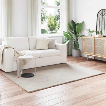 vidaXL Antislip vloerkleed van imitatie konijnenbont OLITE, Verzenden, Nieuw, Beige