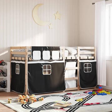 vidaXL Stapelbed zonder matras 90x190 cm massief grenenhout, 90 cm, Eenpersoons, Verzenden, Zwart
