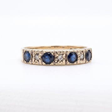Zonder minimumprijs - Ring - 9 kt. Geel goud Saffier -, Sieraden, Tassen en Uiterlijk, Ringen, Nieuw