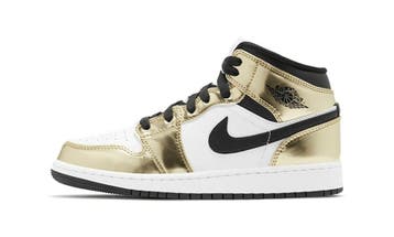 Air Jordan 1 Mid Metallic Gold Black White (GS), Kleding | Heren, Schoenen, Nieuw