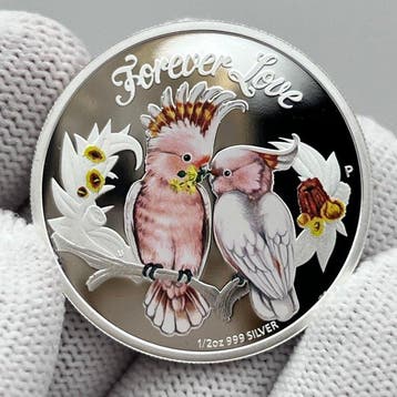 Tuvalu. 50 Cents 2014 – Forever Love: Cockatoos – 1/2 oz