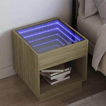 vidaXL Nachtkastje met Infinity LED 50x50x50 cm sonoma, Verzenden, Nieuw, Hout