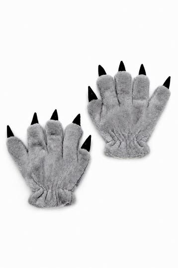 KIMU® Klauwen Handschoenen Donkergrijs Pluche Handschoen Nag, Ophalen of Verzenden, Nieuw, Feestartikel, Carnaval