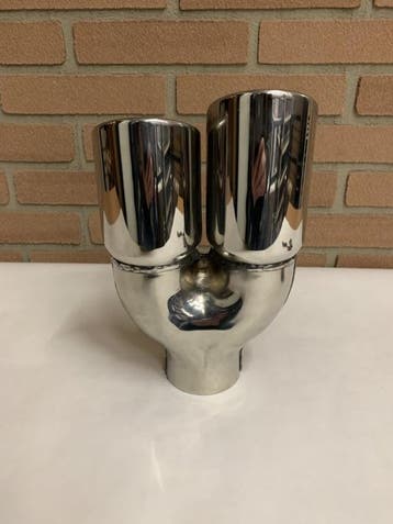 Uitlaat sierstuk rvs dubbel 3 inch uitgang, Ophalen of Verzenden, Nieuw