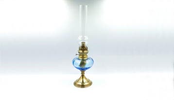 Petroleumlamp - Messing, Glas, Antiek en Kunst