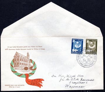 Nederland 1950 - 375 jaar Leidse Universiteit - Gratis, Gestempeld