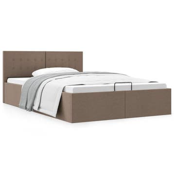 vidaXL Bedframe met hydraulische opslag stof taupe 120x200, Verzenden, Nieuw, Twijfelaar, 120 cm