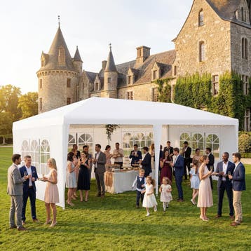 Paviljoen Novara met 5 zijpanelen, waterdicht, 6x3m - wit, Tuin en Terras, Partytenten, Verzenden, Nieuw