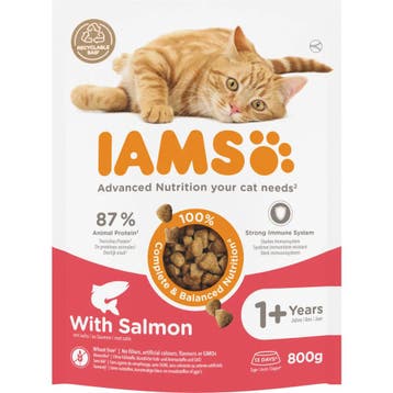 5x IAMS Kat Adult Zalm 800 gr, Verzenden, Nieuw