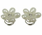 Haarspeld Curlies 2cm - Bloem Parel Strass Steentje - Wit, Nieuw