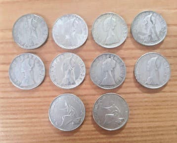 Italië, Republiek 500 Lire argento (10 monete) (Zonder