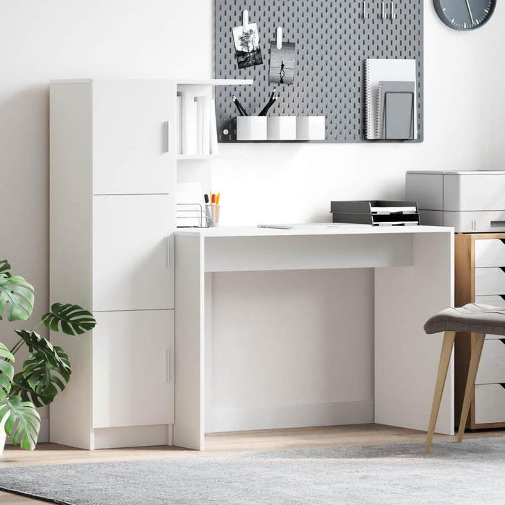 vidaXL Bureau 2 pcs Wit, Huis en Inrichting, Bureaus, Nieuw, Verzenden