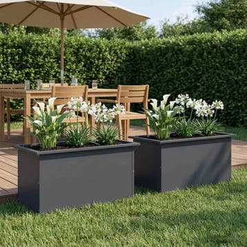 vidaXL Plantenbak met led 2 st Antraciet 40 x 80 x 40 cm, Verzenden, Nieuw, Metaal, 60 tot 100 cm