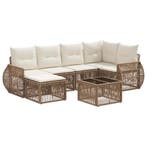 vidaXL Tuinbankenset 7 pcs Beige en Crème Wit poly rattan, Tuin en Terras, Tuinsets en Loungesets, Verzenden, Nieuw, 7 zitplaatsen