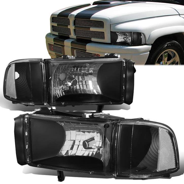SK-Import Koplampen Factory Style Black Housing Dodge Ram, Auto-onderdelen, Verlichting, Nieuw, Dodge, Ophalen of Verzenden