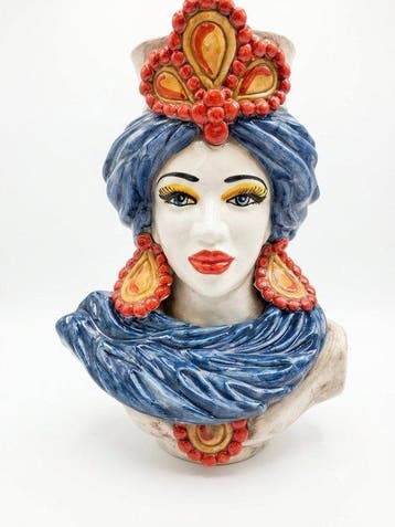 Vaas - Majolica - Testa di moro - Caltagirone