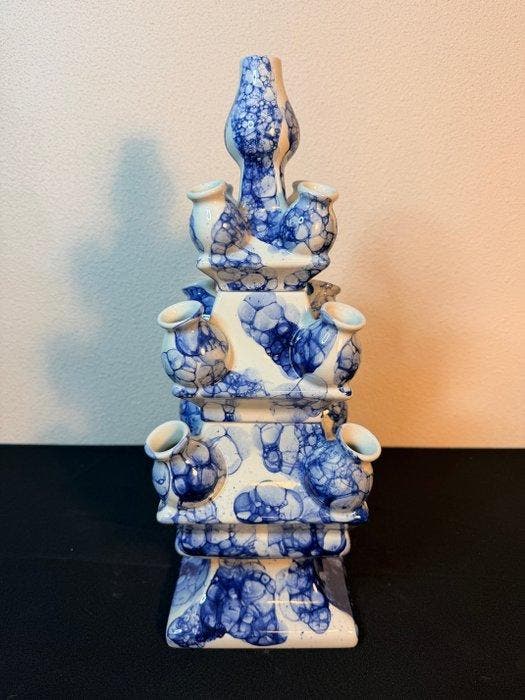 Heinen Delftware - Vaas - Porselein - Bubble Blue tulpenvaas, Antiek en Kunst, Curiosa en Brocante