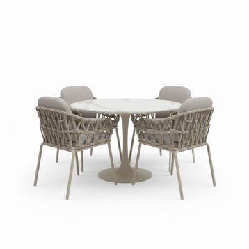 Matera Flair dining tuinset 5-delig latte zand 120xH75cm, Ophalen of Verzenden, Nieuw