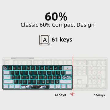Compact 60% Mechanisch Gaming Toetsenbord met Blauwe Switche, Verzenden, Nieuw