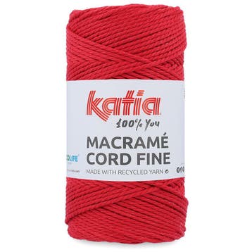 Katia Macramé Cord Fine - 216 Rood - Gerecycled Katoenmix, Ophalen of Verzenden, Nieuw