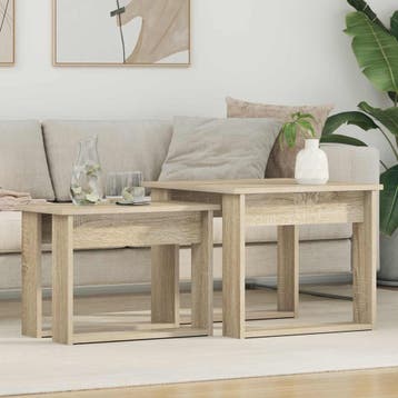 vidaXL Koffietafel Set 2 st Sonoma Eiken 50 x 52 x 42 cm, Verzenden, Nieuw, Overige houtsoorten, 50 tot 100 cm