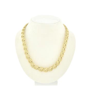 Gouden fantasieschakel collier (Ketting), Ophalen of Verzenden, Gebruikt, Goud, Goud