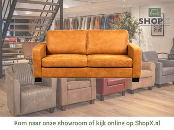 Leren bank Energy - 2,5 zits - Kenia Cognac (cognac) -, Huis en Inrichting, 150 tot 200 cm, Nieuw, Ophalen of Verzenden, Rechte bank