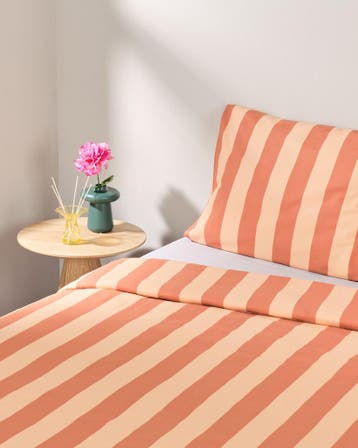 HEMA Dekbedovertrek 140x200/220cm zacht katoen strepen sale, Verzenden, Nieuw
