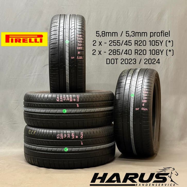 255/45/20 285/40/20 Pirelli zomerbanden 5,8/5,3mm profiel 4X, Auto-onderdelen, Banden en Velgen, 20 inch, Erkend duurzaam, Zomerbanden