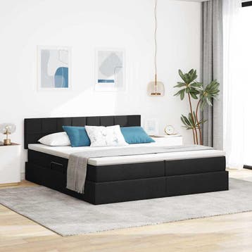 vidaXL Opslag bed met matras met opslag Zwart 180 x 200 cm, Huis en Inrichting, Verzenden, Nieuw, Tweepersoons, Zwart