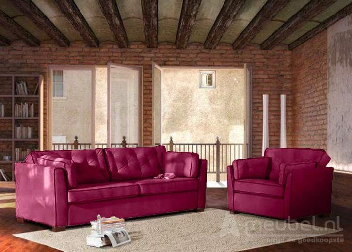 Bankstel Dordrecht - rechte banken - Roze, Huis en Inrichting, Banken | Bankstellen, Nieuw, Stof