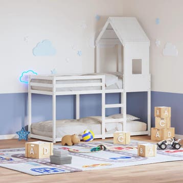vidaXL Stapelbed met bedhuis massief grenenhout wit 80x200, Eenpersoons, Verzenden, Wit, Nieuw