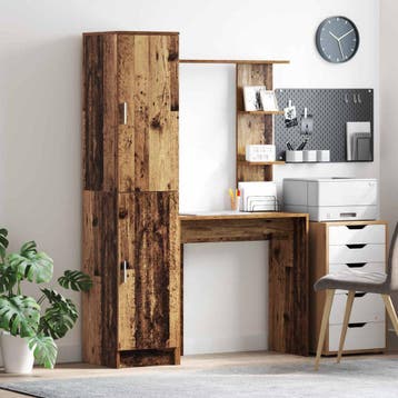 vidaXL Bureau met plank met opslag met de deur 2 st Oudhout, Verzenden, Nieuw