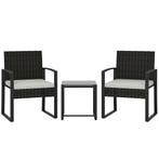 Rieten Bistroset, 3-delige Tuinmeubelset Met 2 Tuinstoelen,, Tuin en Terras, Parasols, Verzenden, Nieuw