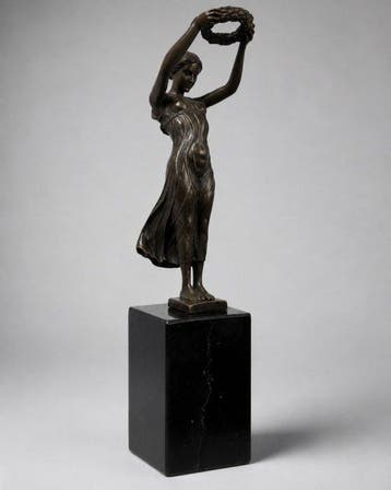 Pitta Luga - sculptuur, Gesigneerd bronzen sculptuur – Vrouw, Antiek en Kunst