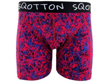 Boxershort - SQOTTON® - Criss Cross - Rood/Blauw, Verzenden