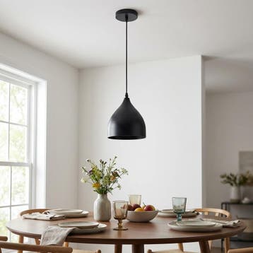 Hanglamp | Como | Zwart | 1-lichts | E27 Fitting, Nieuw, Ophalen of Verzenden, Modern, Metaal